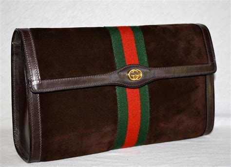 gucci vintage suede clutch